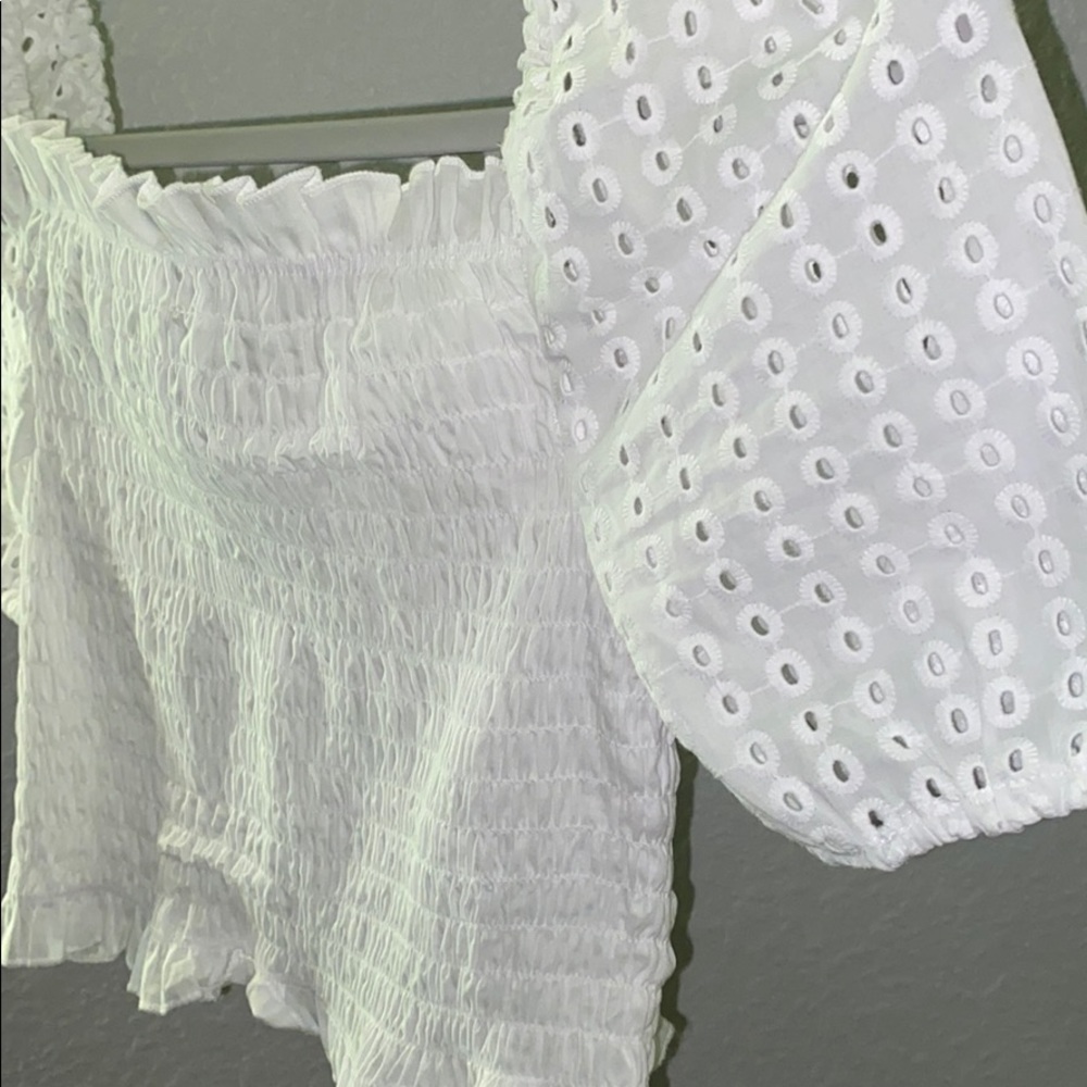 White Ruffled Crop Top - Picture 2 of 4